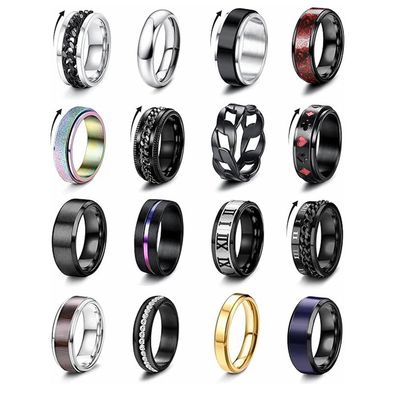 Plandersful Titanium Steel Ring Rotating Decompression Band For Unisex Wearers Everyday Genie Collection