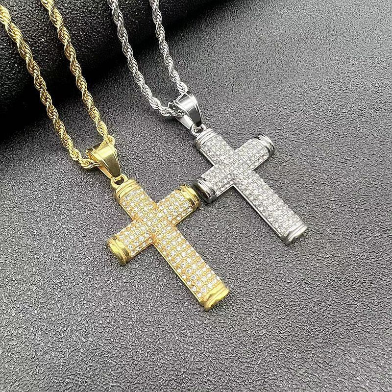 Planderful Everyday Genie Gold Plated Rhinestone Cross Necklace For Hip Hop Jewelry Fans Urban Style