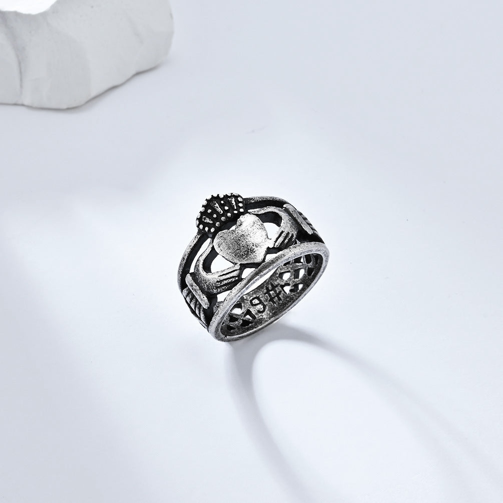 Planderful Claddagh Ring For Couples Irish Traditional Wedding Band Titanium Steel Durable Love Gift