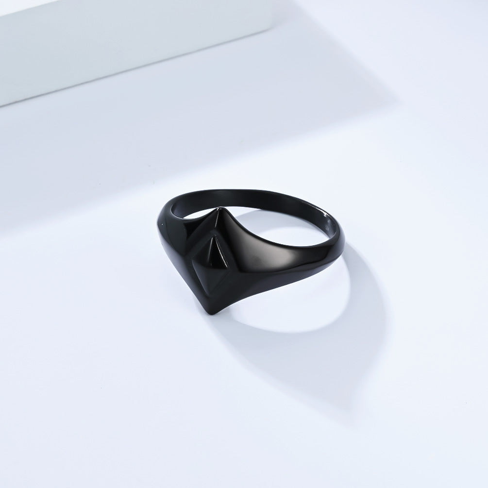 Planderful Titanium Steel Ring Geometric Rhombus Design For Men And Women Unisex Everyday Style