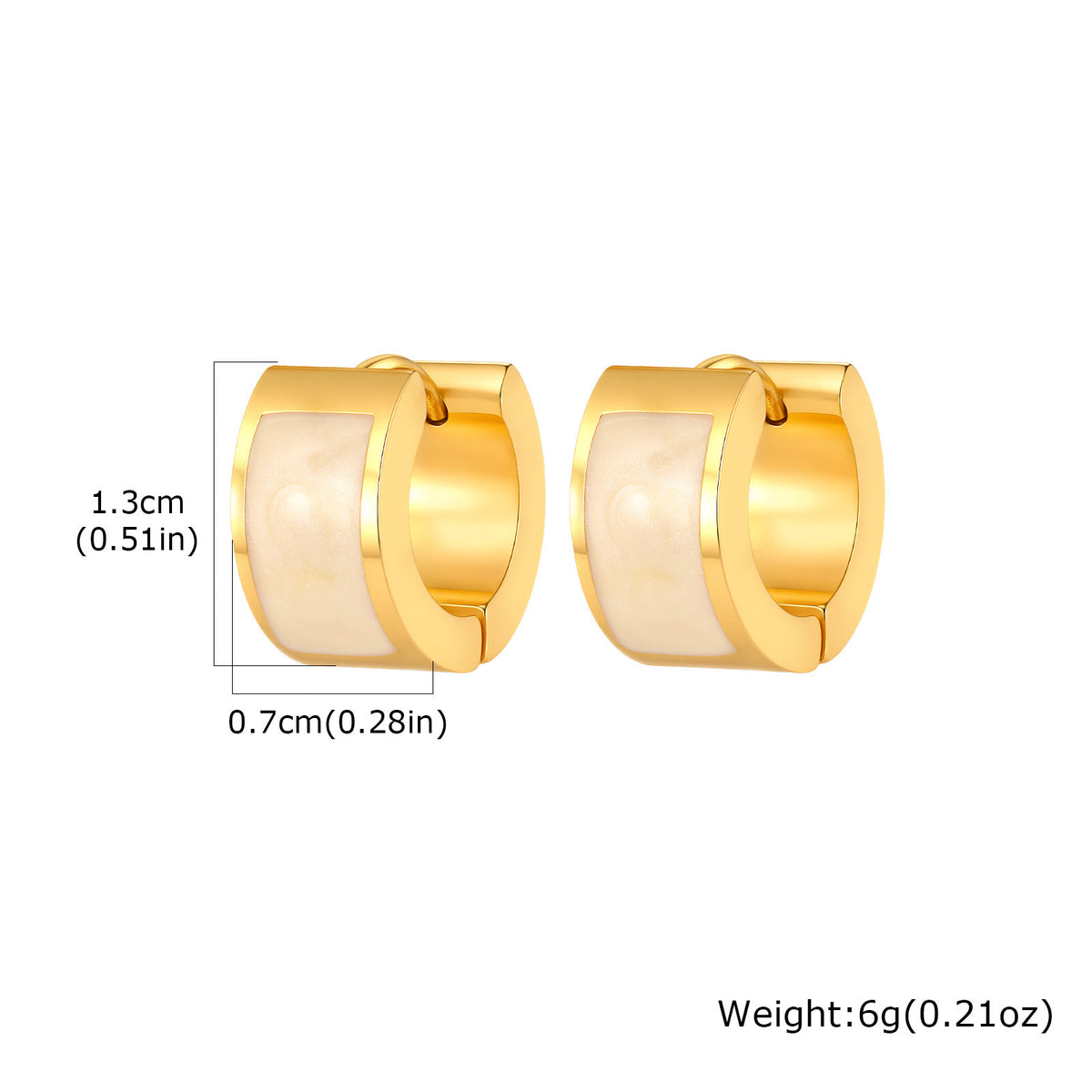 Gold-Tone Pearlescent Enamel Huggie Earrings