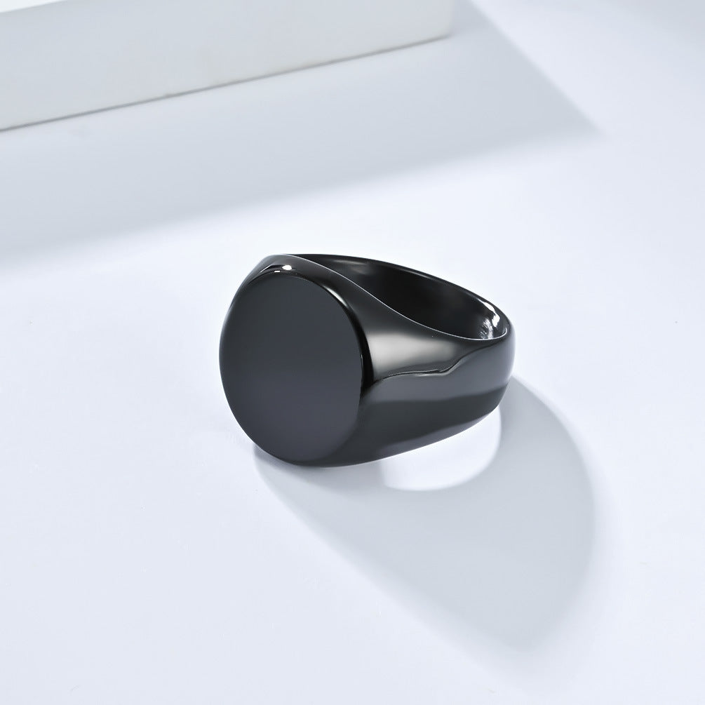 Titanium Steel Mens Ring Planderful Minimalist Seal Pattern Jewelry For Modern Gents