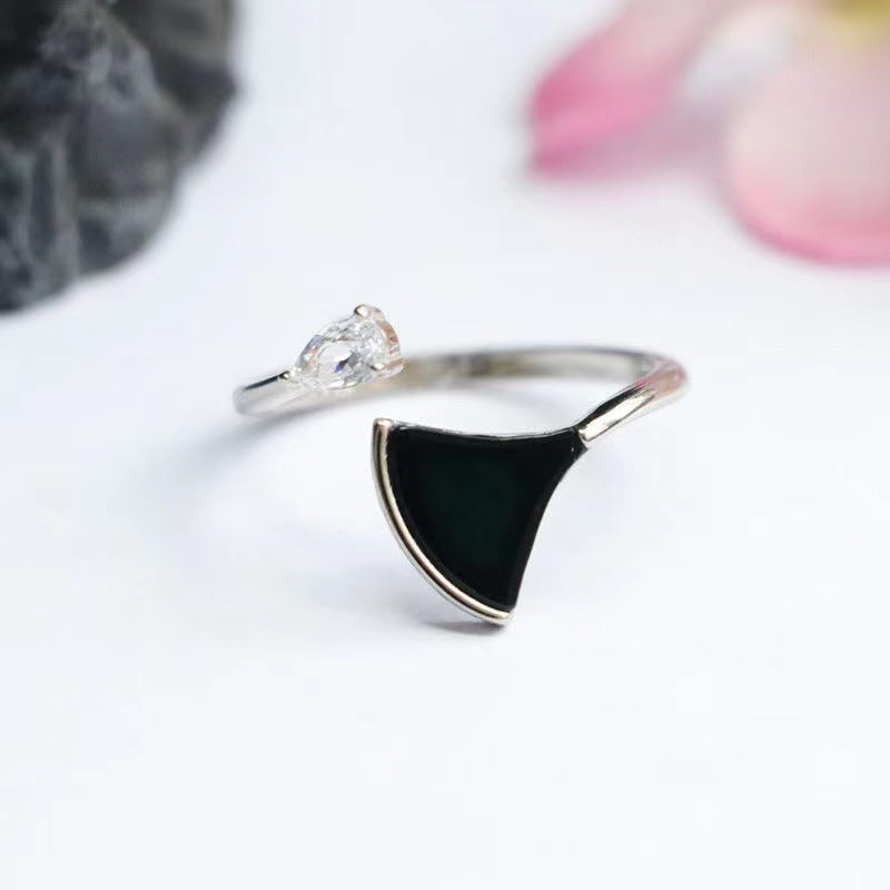 Dark Jadeite Dancer 925 Silver Ring