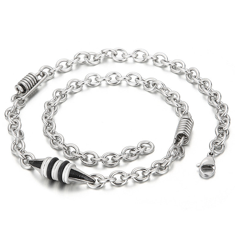 Enjoy Creative Models, Street Auction Round O-Chain Splicing Olive Core Spring Men's Necklace