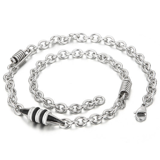 Enjoy Creative Models, Street Auction Round O-Chain Splicing Olive Core Spring Men's Necklace