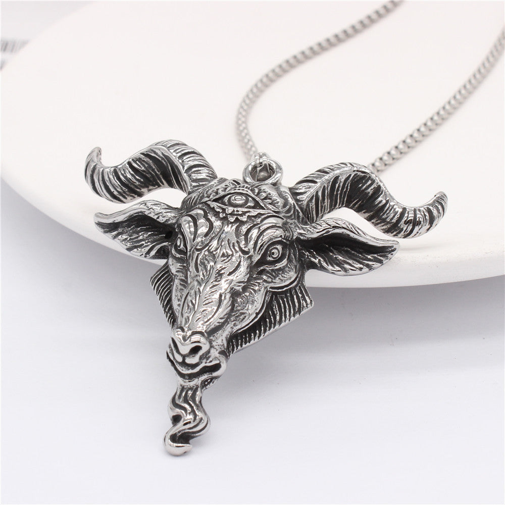Planderful Titanium Steel Pendant For Men Unisex Devils Eye Protection Symbol Necklace