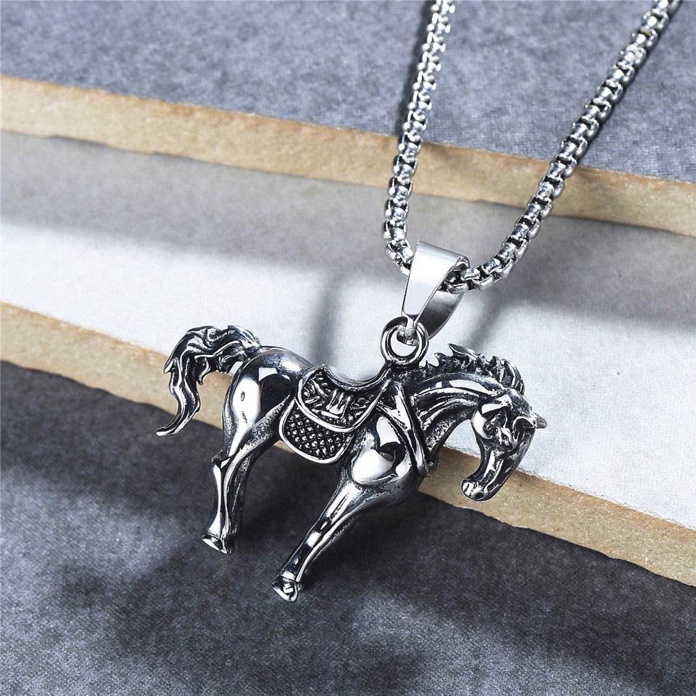 Personalized Retro Grassland Steed Titanium Steel Pendant For Unisex By Planderful Everyday Genie Gift Ready