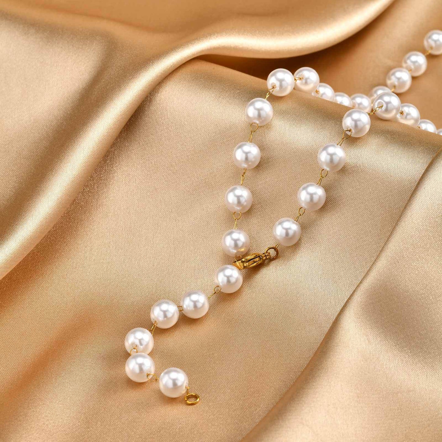 Stainless Steel -Style Minimalist Design – Layered Daily – Pearl-Like Y-Shaped Necklace