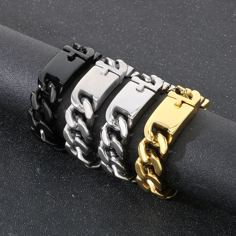 Planderful Punk Cuban Chain Bracelet Unisex Titanium Steel