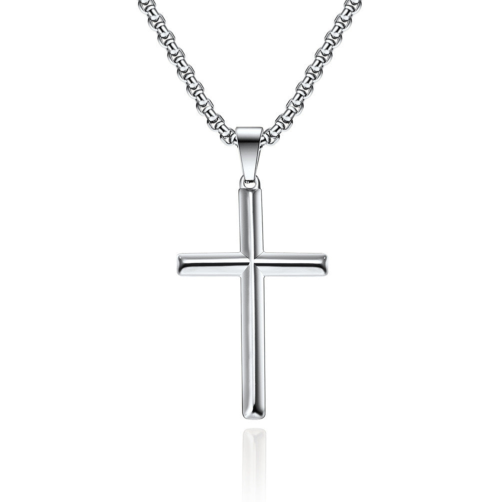 Planderful Cross Necklace Stainless Steel With Rhombus Mirror Pendant For Unisex Wear Timeless Minimalist