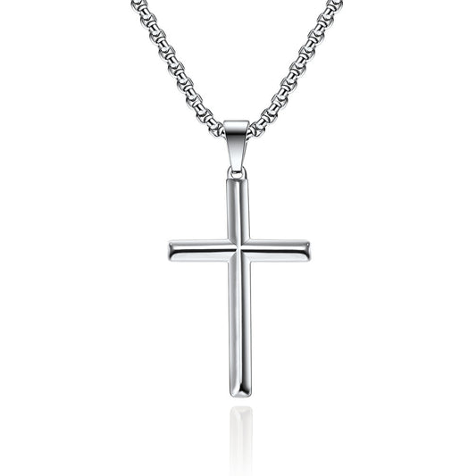 Planderful Cross Necklace Stainless Steel With Rhombus Mirror Pendant For Unisex Wear Timeless Minimalist
