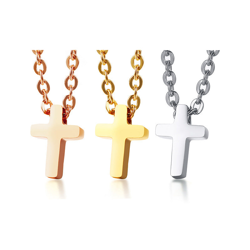 Titanium Steel Pendant for Women Simple Cross Necklace Gift