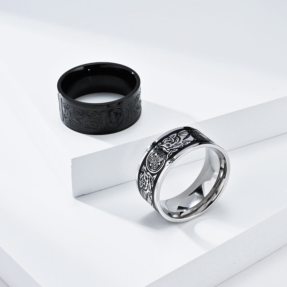 Planderful Celtic Knot Titanium Steel Ring Unisex Durable Ethnic Style Jewelry For Everyday Wear