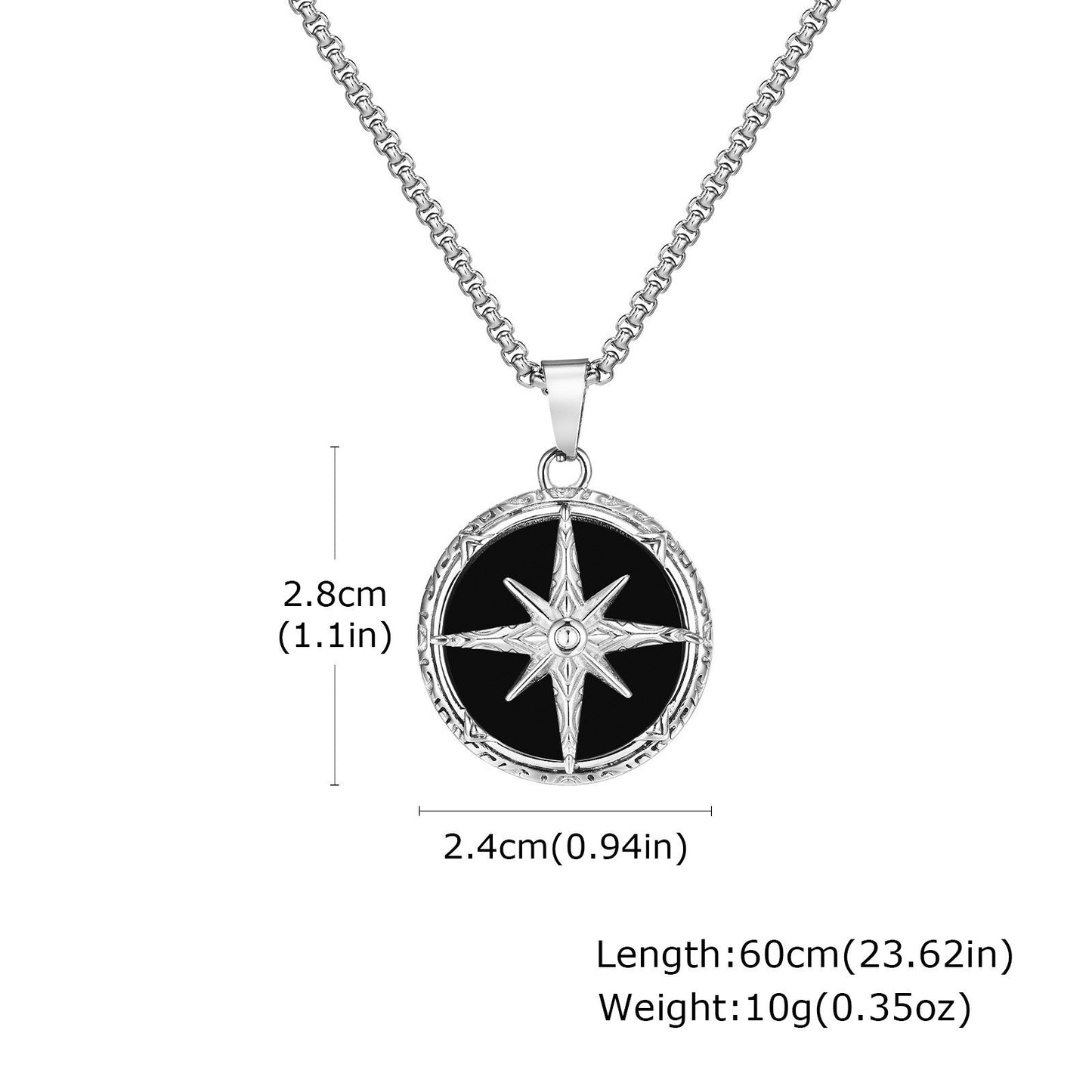 Planderful Bold Steel Tiger's Eye Octagram Pendant For Men