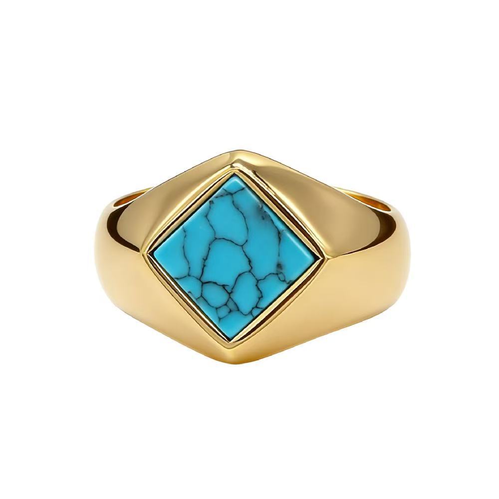 Planderful Titanium Steel Ring Unisex Geometric Quadrilateral Rhombus Design For Everyday Genie Protection