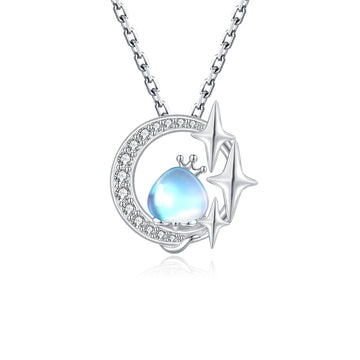 Original 925 sterling silver starlight shining moonstone cute snake necklace female natal snake year small fresh ins wind collarbone chain