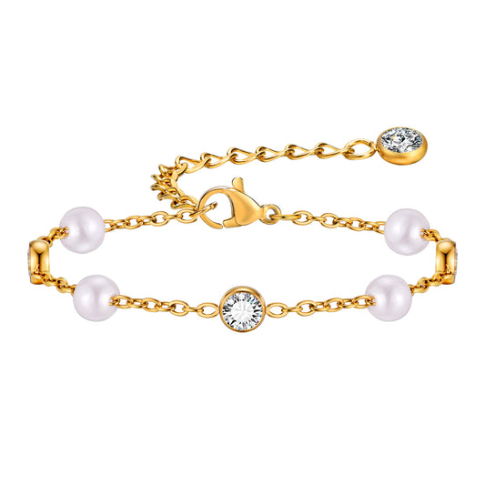 European And American Fashion Imitation Pearl Zircon Bracelet