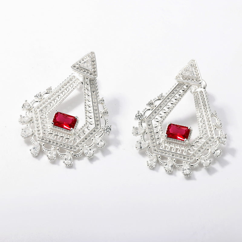 S925 Sterling Silver Diamond-Shaped Stud Earrings