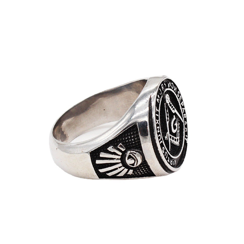 Planderful Masonic Triangle Titanium Steel Ring Unisex Fashion Statement For Men Women