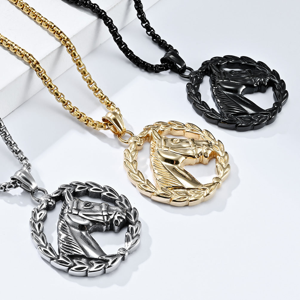 European And American Retro Style Horse Head Necklace For Men