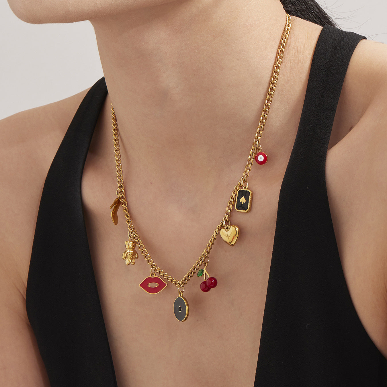 Planderful Everyday Collarbone Necklace 18K Gold Enamel
