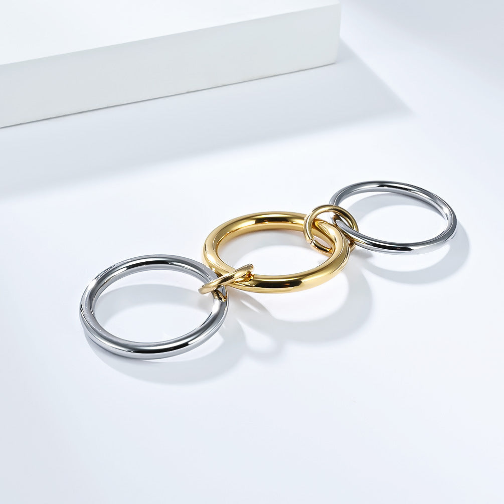 Planderful Three Layer Stacking Ring Set For Women Everyday Genie Steel Hand Jewelry