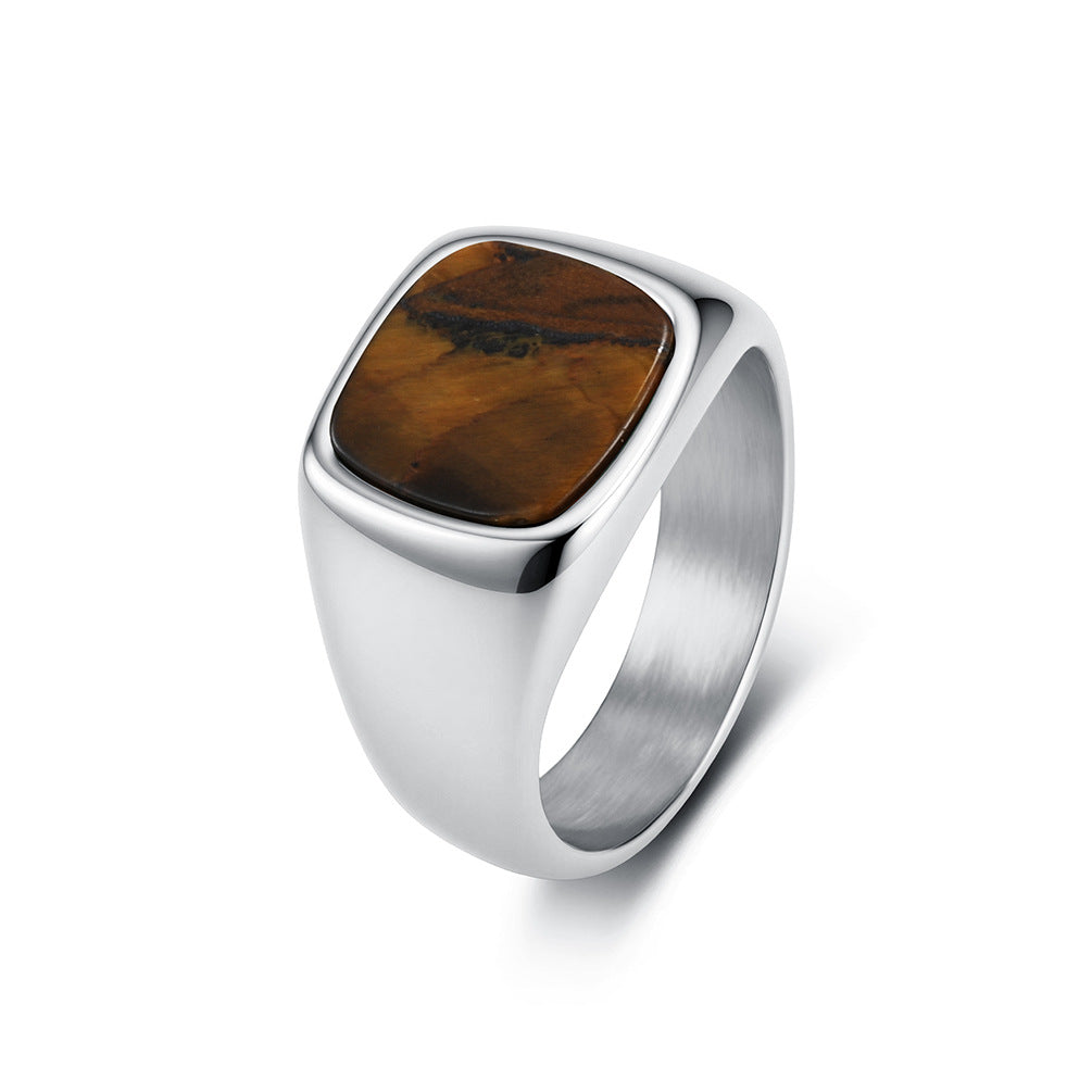 Seal Gemstone Stainless Steel Ring