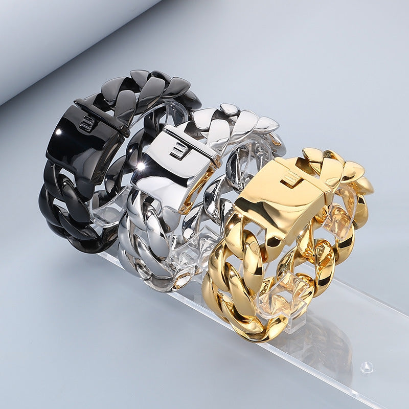 Planderful Titanium Cuban Chain Bracelet For Men Durable