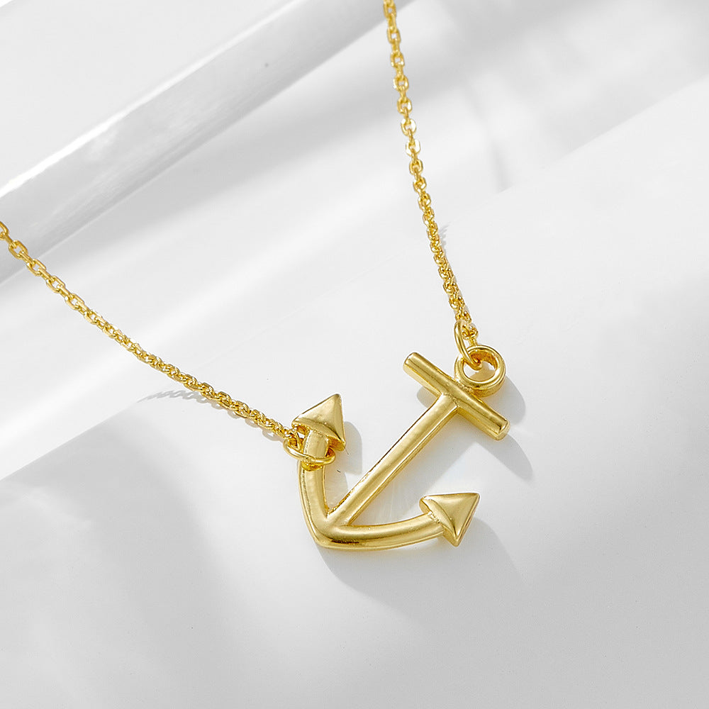 Anchor Pendant With Pure Silver Necklace, Hip-Hop Trendy Elegant Ladies'