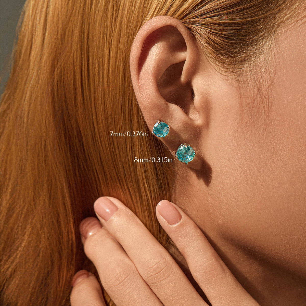 925 Sterling Silver Sea Blue Floral Zircon Stud Earrings