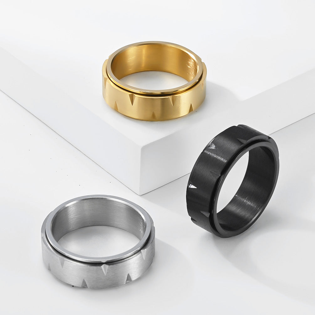 Stainless Steel Black Matte Rotating Ring Men's & Minimalist