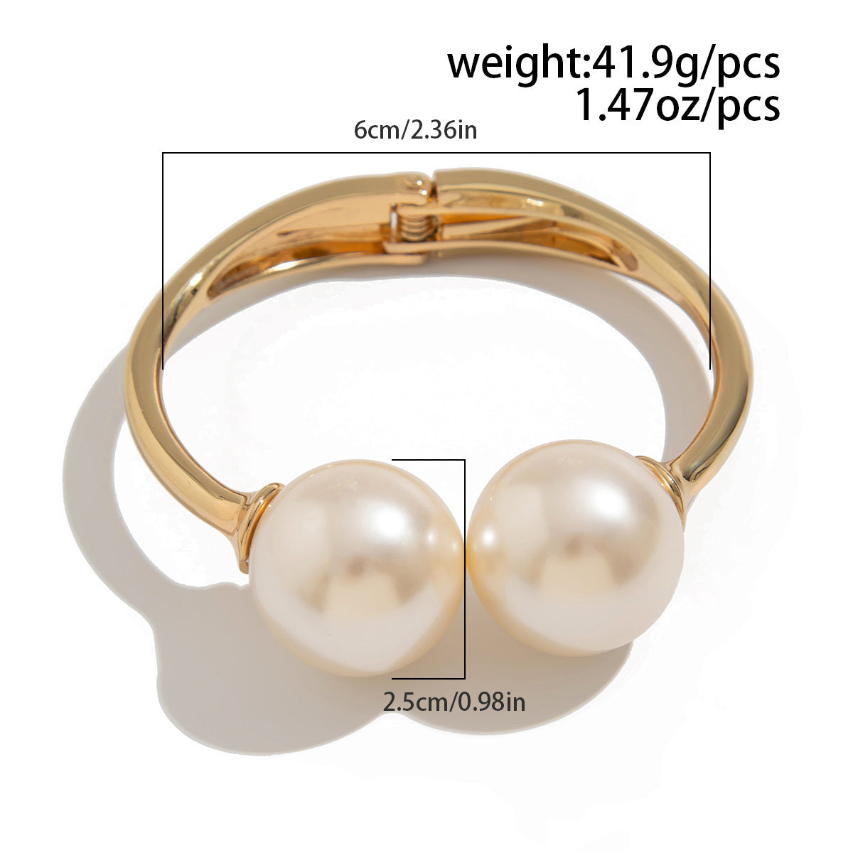 Planderful Vienna Verve Imitation Pearl Statement Bracelet For Women Bold Spring Buckle Closure