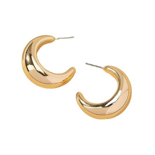 Chic Vienna Verve Metal C-Shaped Earrings - Elegant Wholesale Piece