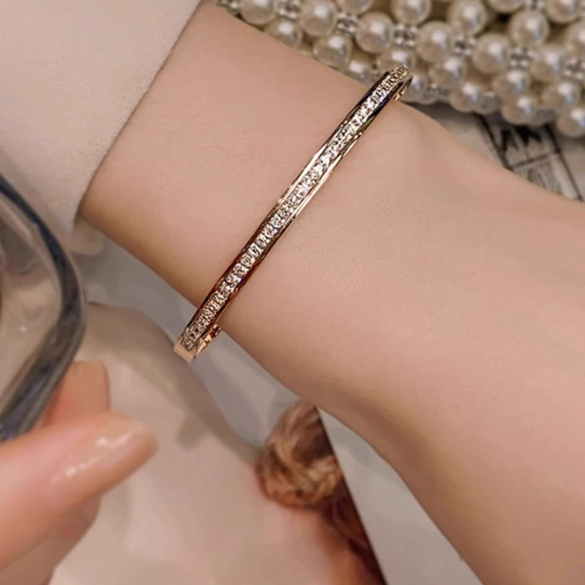 Planderful Jewelry Zircon Encrusted Stainless Steel Bracelet For Women Timeless Sparkle