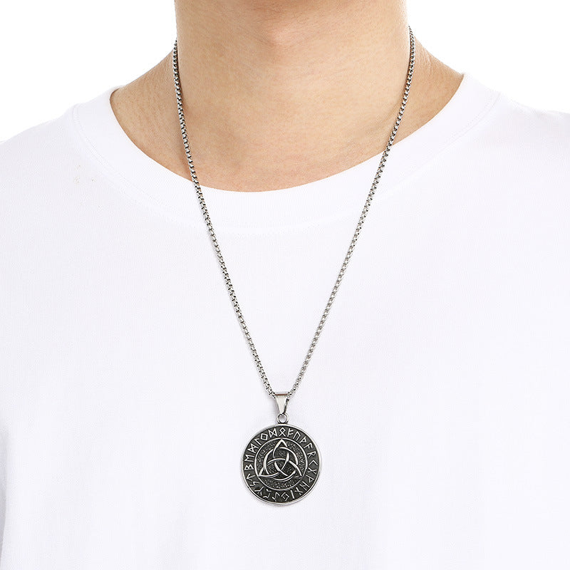 Planderful Men Double Sided Nordic Rune Pendant Titanium