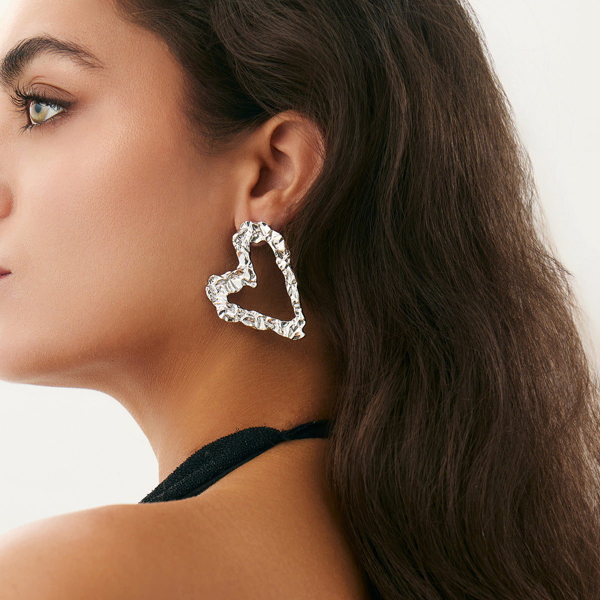 Planderful Vienna Verve Liquid Lava Stud Earrings For Women Retro Heart Star Pleated Design Statement Jewelry
