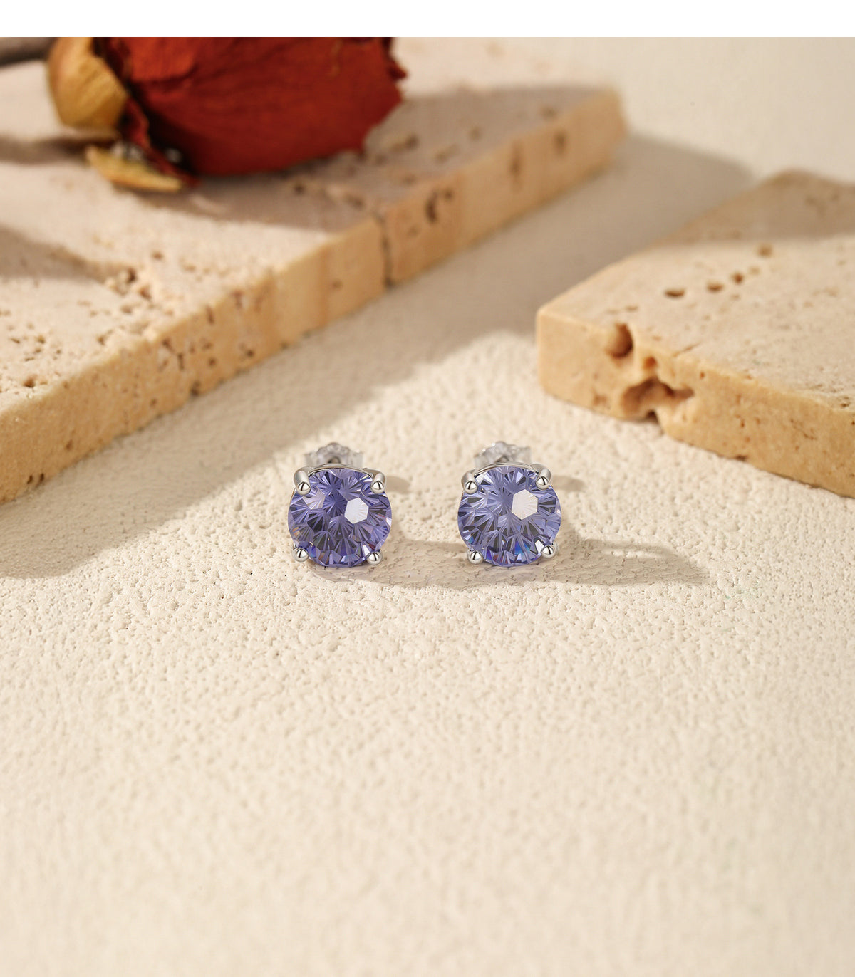 925 Sterling Silver Tanzanite-Color Fireworks-Cut Earrings
