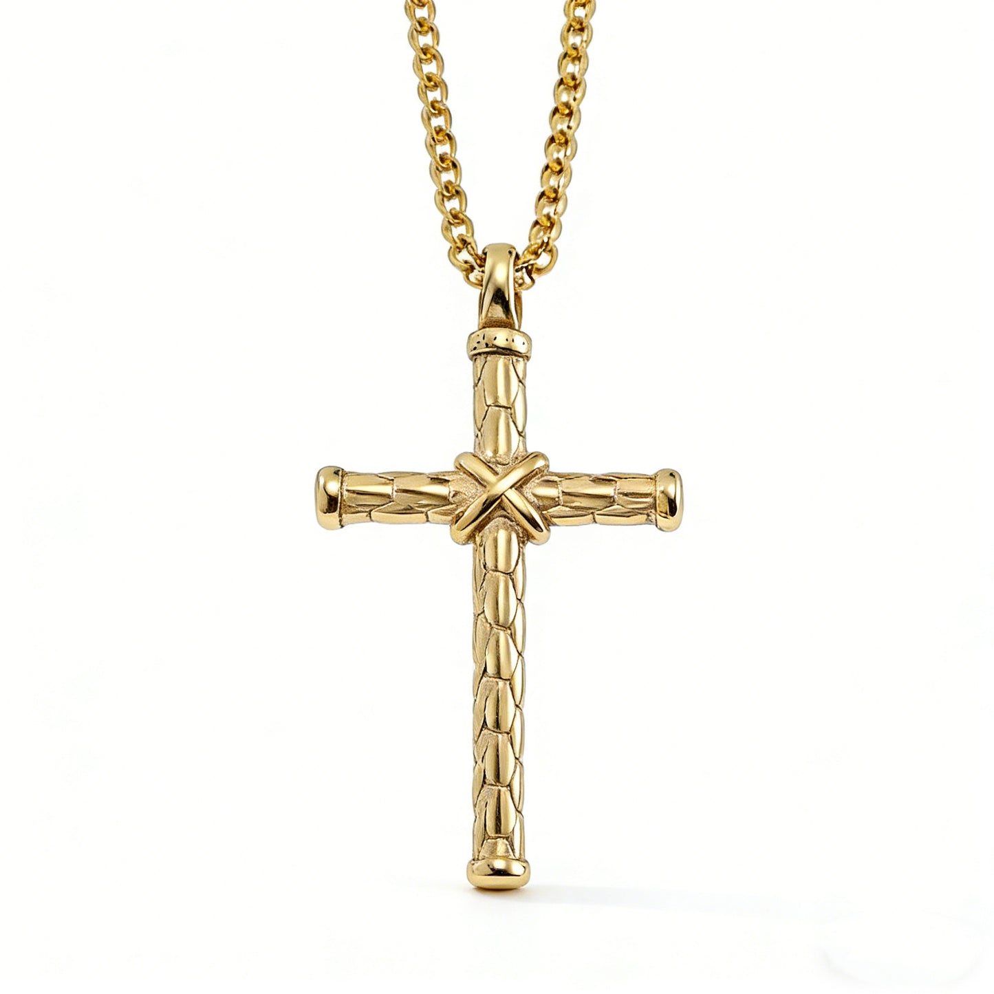 Planderful Men Cross Necklace Rope Knot Titanium Steel Pendant Jewelry Timeless Retro Style For Men