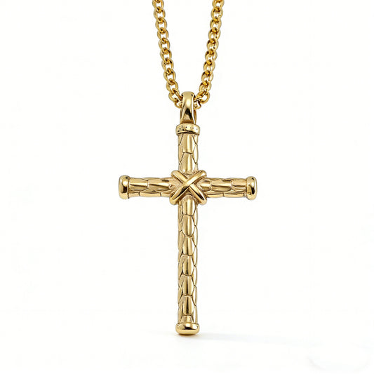 Planderful Men Cross Necklace Rope Knot Titanium Steel Pendant Jewelry Timeless Retro Style For Men