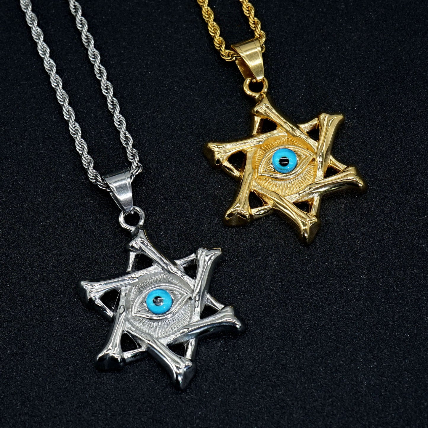Steel Necklace – Vintage Devil's Eye Hexagram