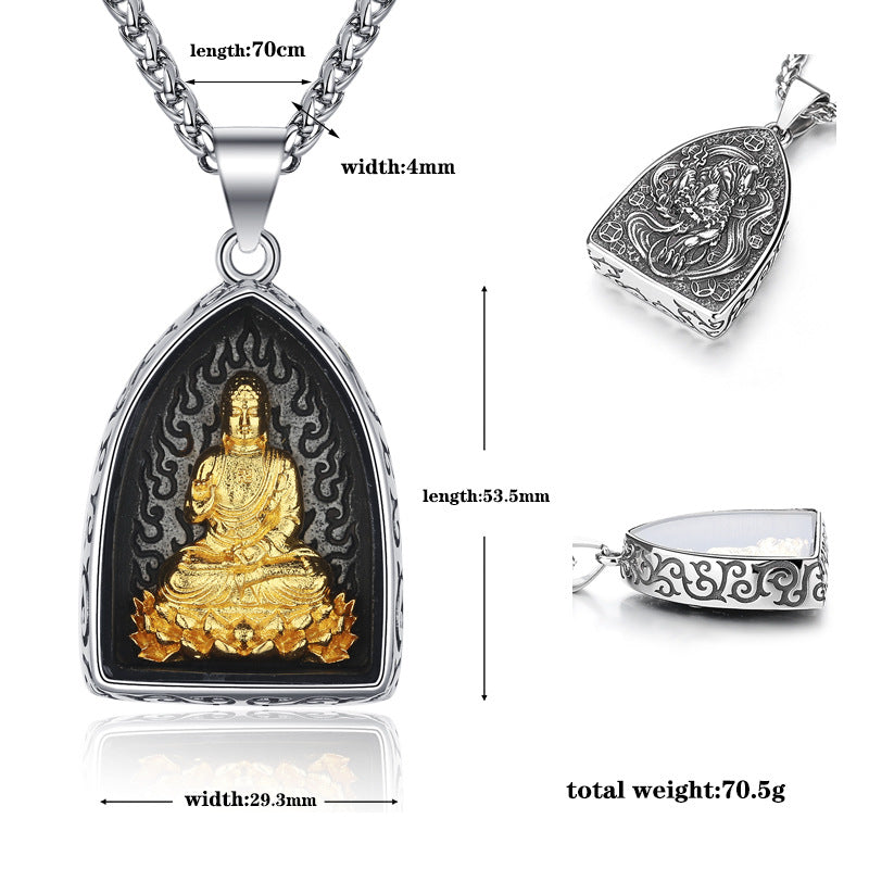 Titanium Steel Necklace – Elegant Buddha Pendant