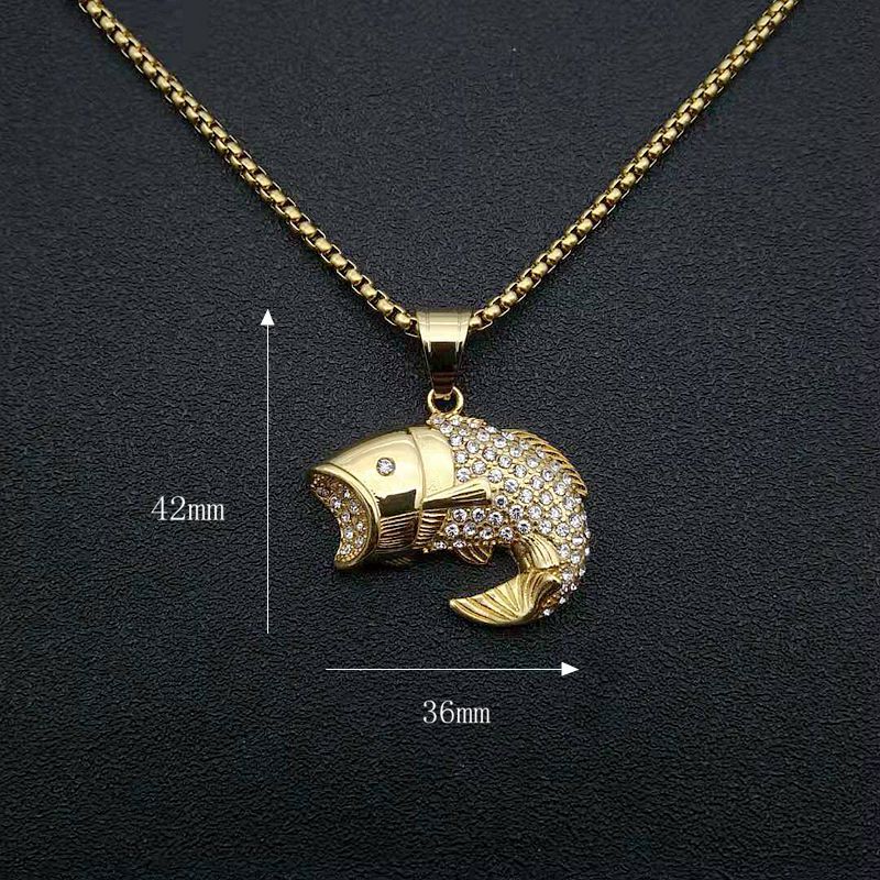Zircon Necklace – Statement Urban Hip Hop Pendant Necklace In Gold-Plated Stainless Steel