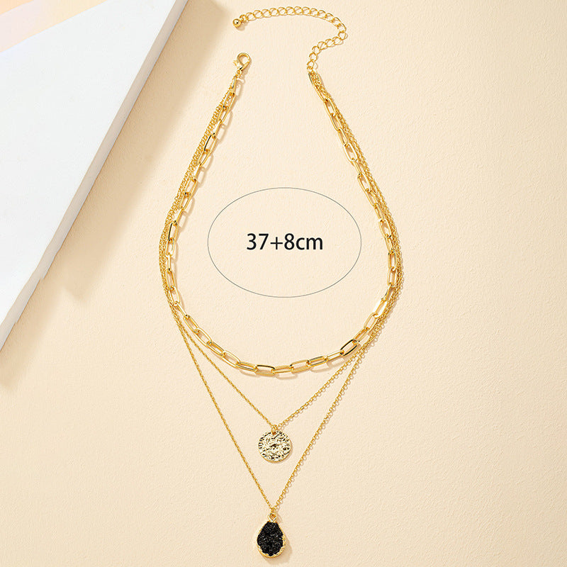 Niche Hip Hop Crystal Coin Pendant Necklace with Cold Style Vibe
