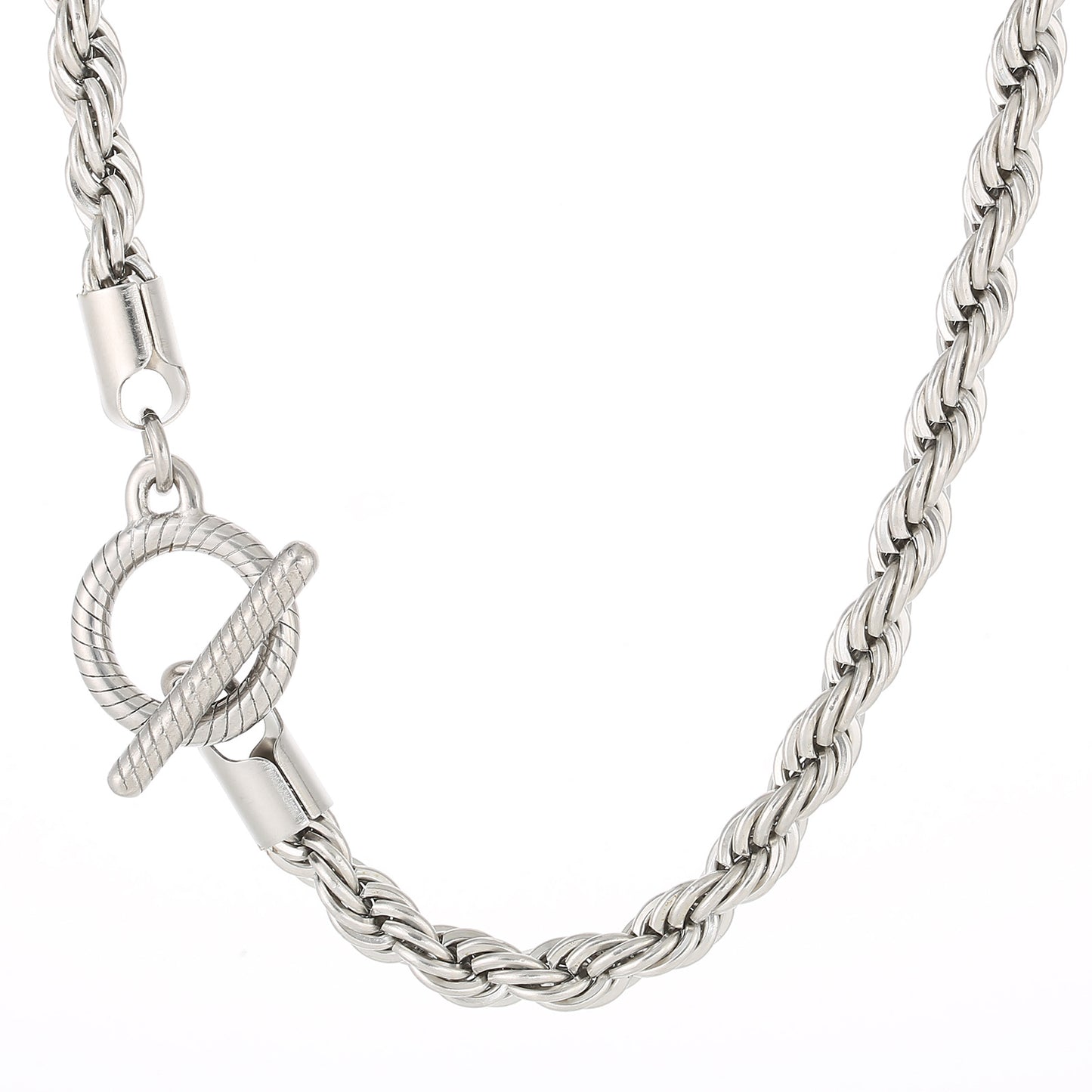 Custom Hip Hop Twill Skull Button Chain Necklace for Men - Stainless Steel Twist Design