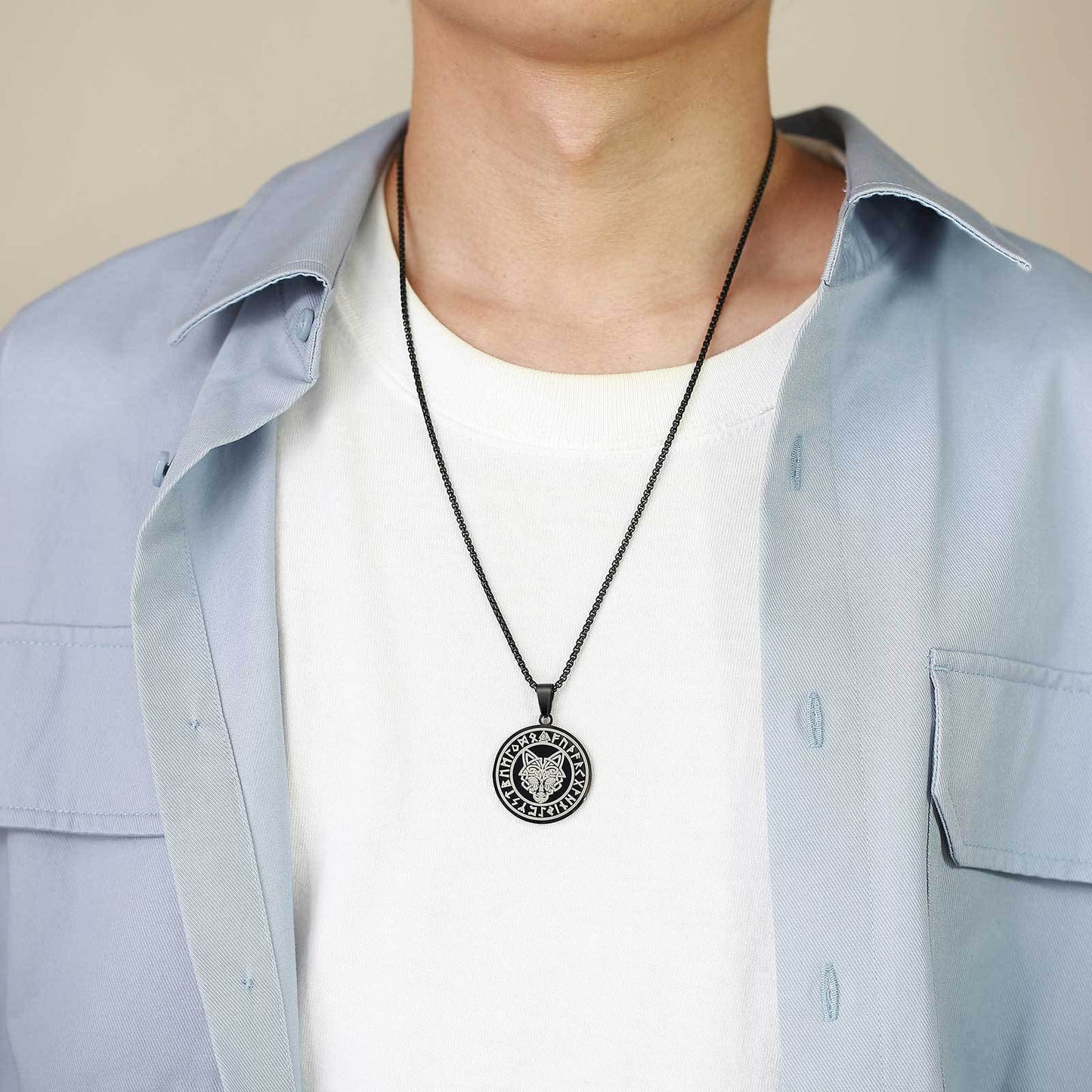 European and American Jewelry Stainless Steel Viking Wolf Pendant