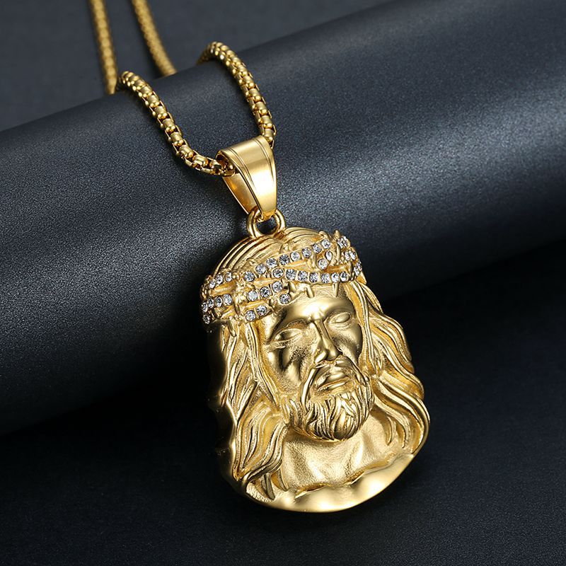 Steel Necklace - Statement Hip Hop Pendant Necklace With Gold-Plated Zircon For Everyday Streetwear