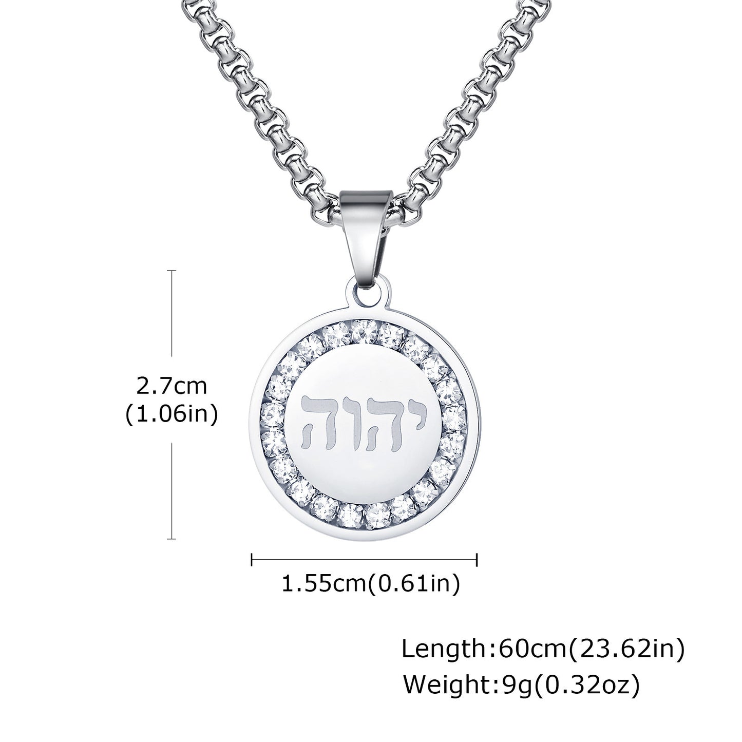 Planderful Stainless Steel Hebrew Pendant Necklace For Men