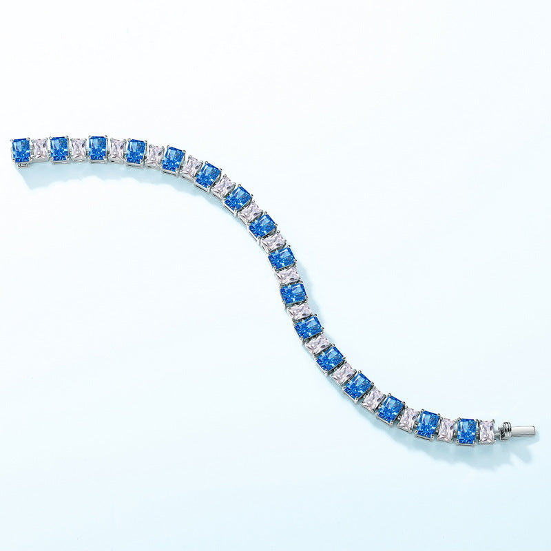 S925 Sterling Silver High-Carbon Stone Flower Ice-Cut Bracelet