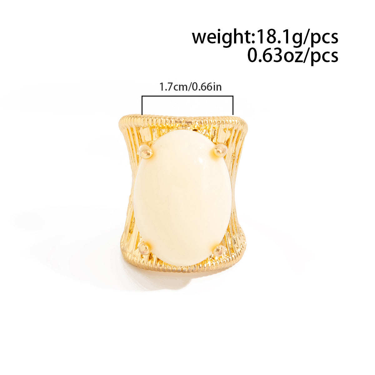Planderful Geometric Open Ring For Women Brushed Metal Statement Vienna Verve Maillard Stone