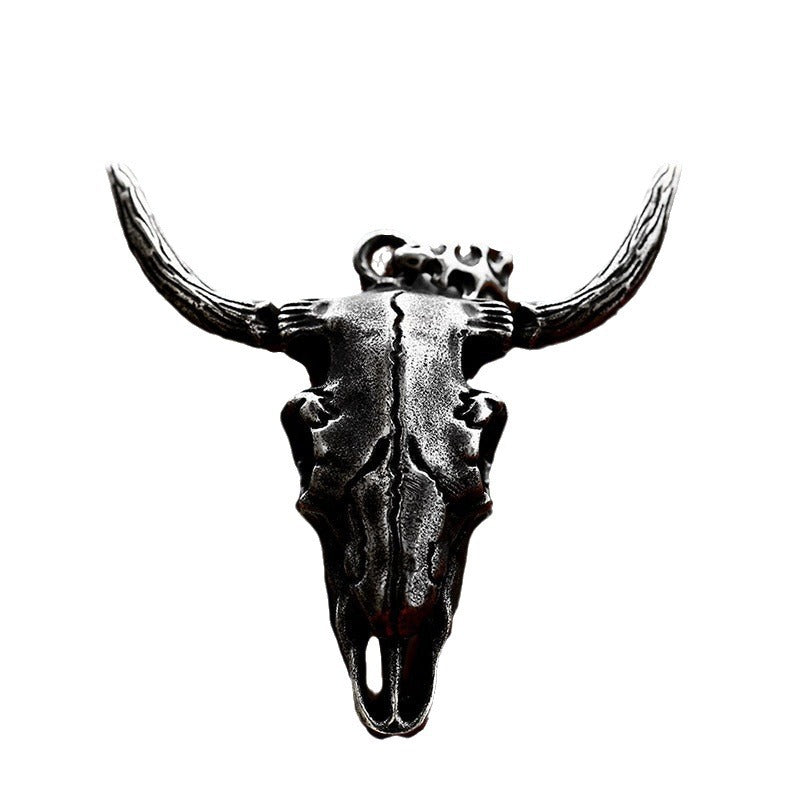 Stainless Steel Cow Skull Pendant – Necklace With